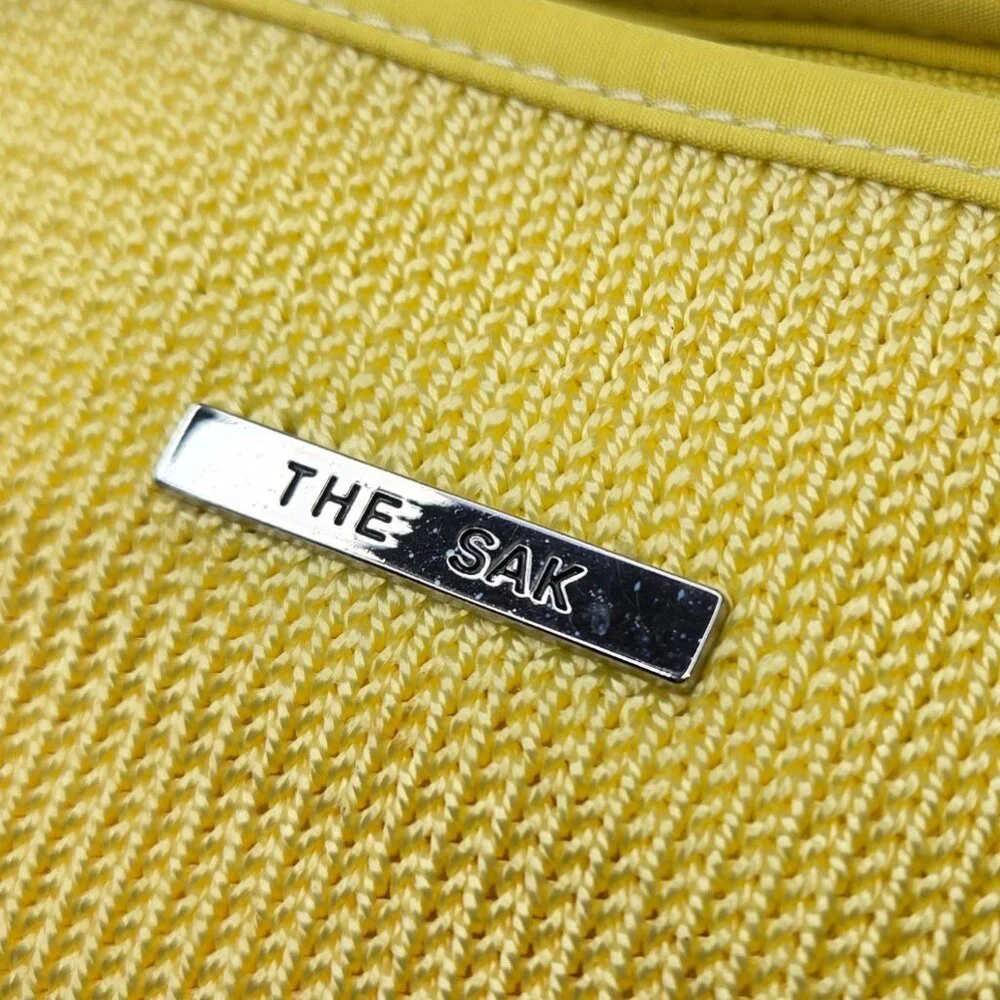 The Sak Belinda Knit Satchel Baguette Women Small Bright Yellow‎ Sporty Purse